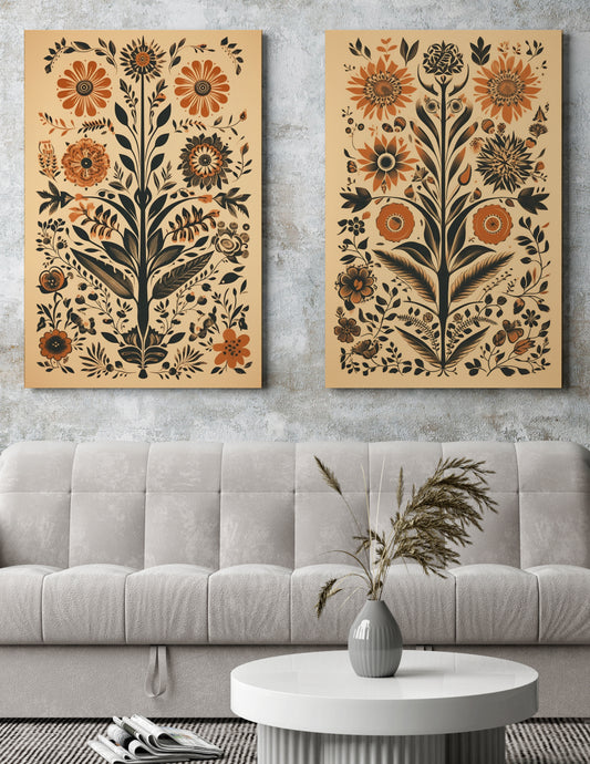 FOLK ART FLORAL - SET OF 2