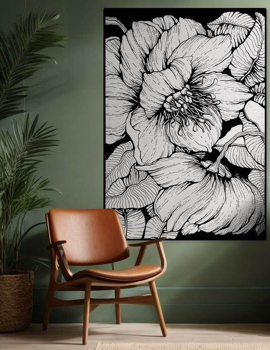 LINE, FLORALS BLACK
