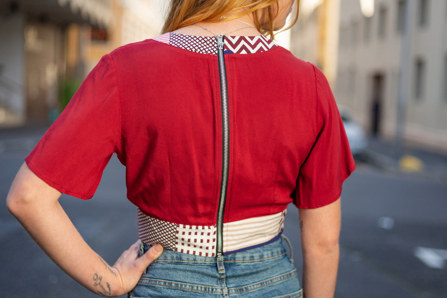 Abstract Panelling Crop Top