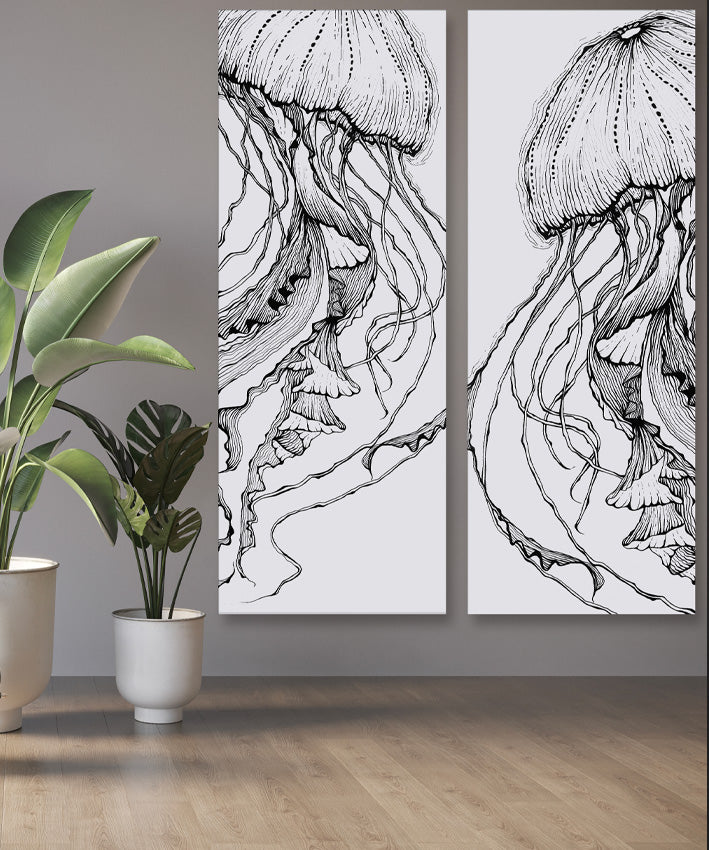 LINE ART JELLYFISH, SET OF 2